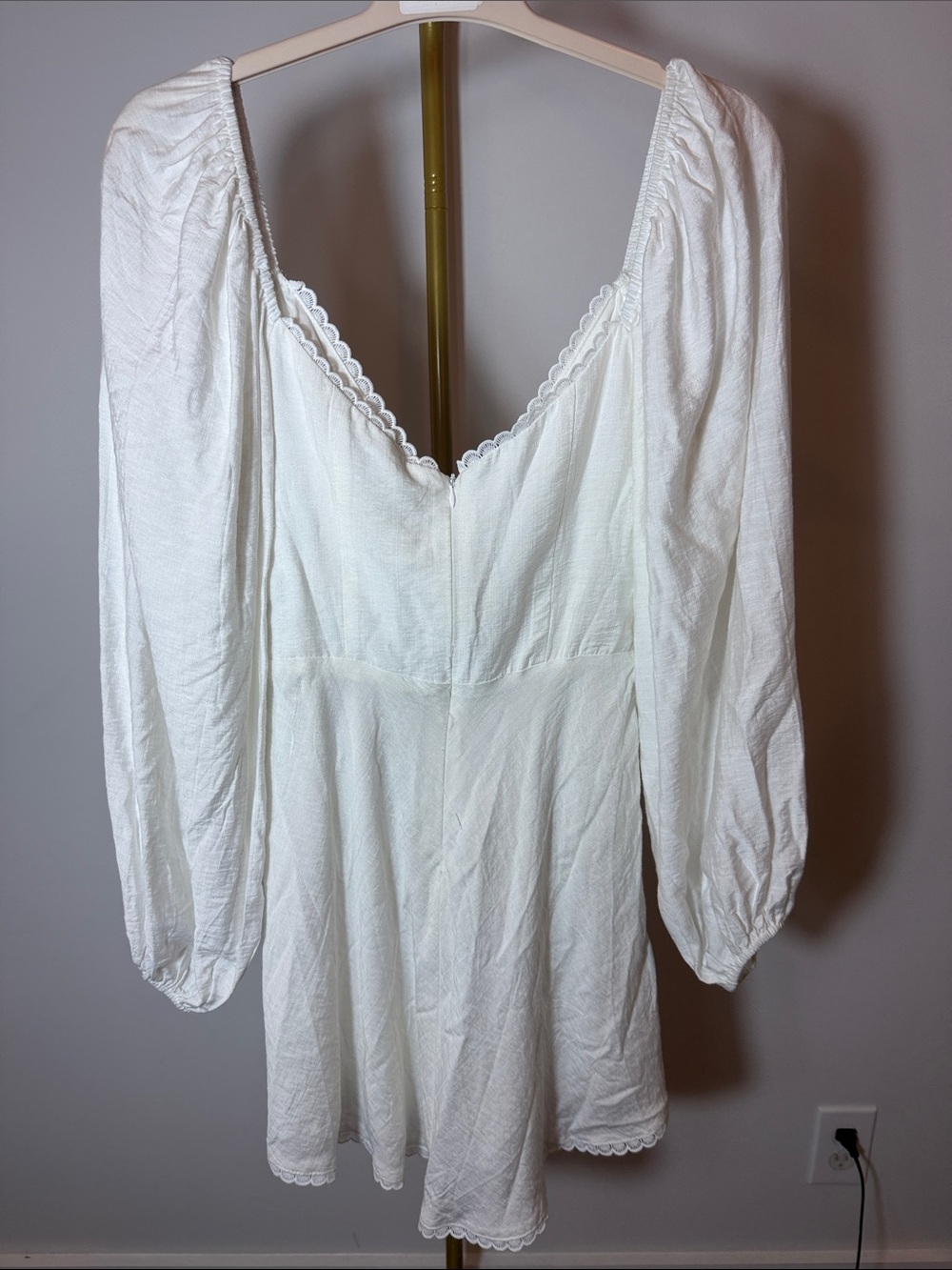 Saints + Secrets White Babydoll Mini Dress Large NWT | Cottagecore Boho - Picture 5 of 10